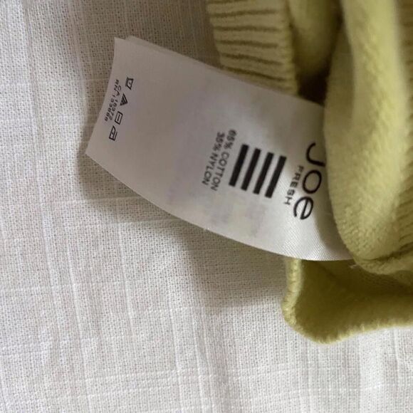 Joe Fresh Women S/P Pullover Sweater Yellow & White Stripe Round Neck 3/4 Sleeve - Picture 8 of 8